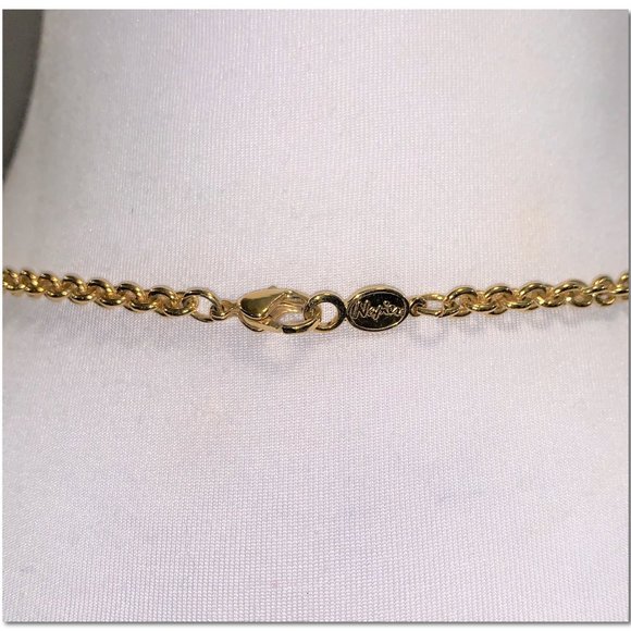 Napier Gold Crystal Heart Faux Locket and Keys Long Necklace EUC - Picture 4 of 4